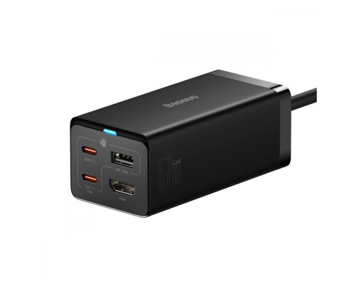 МЗП Baseus GaN5 Pro 67W USB+2Type-C+HDMI (1.5m) + Кабель Type-C to Type-C 100W(20V/5A (1m) black