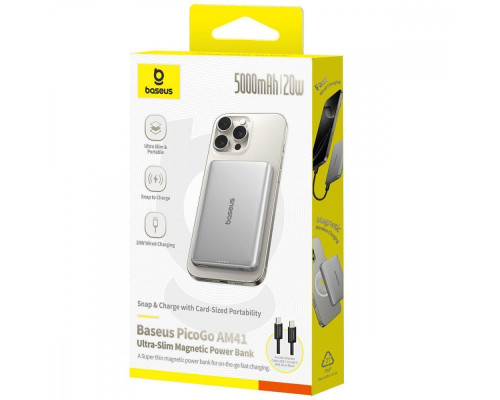 Портативна Батарея Baseus PicoGo AM41 Ultra-Slim 5000mAh 20W gray 2003000288698 6932172690656