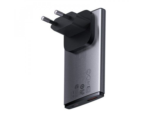 МЗП Baseus GaN5 Pro Ultra-Slim 65W (Type-C + USB) + Кабель Type-C to Type-C 100W (1м) gray 2001001041793 6932172618353