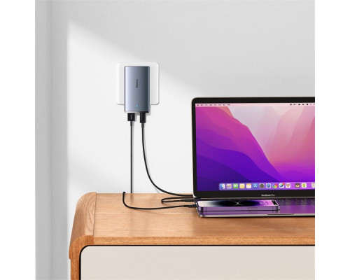 МЗП Baseus GaN5 Pro Ultra-Slim 65W (Type-C + USB) + Кабель Type-C to Type-C 100W (1м) gray 2001001041793 6932172618353