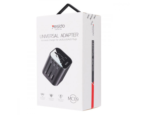 Travel Adapter Yesido MC-09 (UK/EU/US/AUS) black