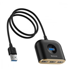 USB-Хаб Baseus Square Round USB to USB 3.0 + 3USB 2.0 (1m) black