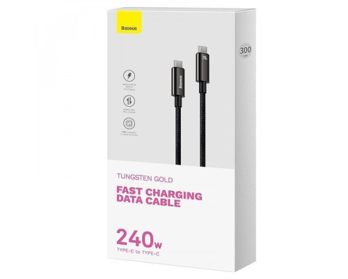 Кабель Baseus Tungsten Gold Fast Charging Type-C to Type-C 240W (3m) black 2001001041724 6932172628840