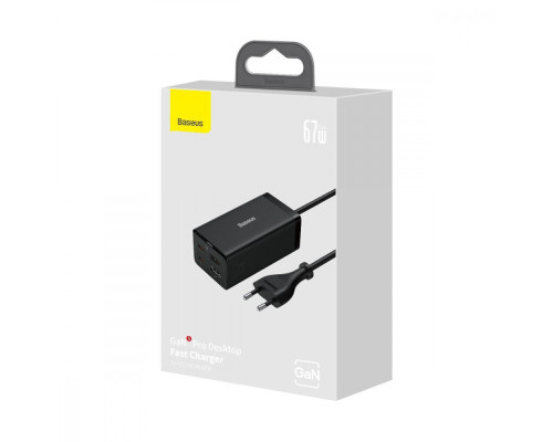 МЗП Baseus GaN5 Pro 67W USB+2Type-C+HDMI (1.5m) + Кабель Type-C to Type-C 100W(20V/5A (1m) black