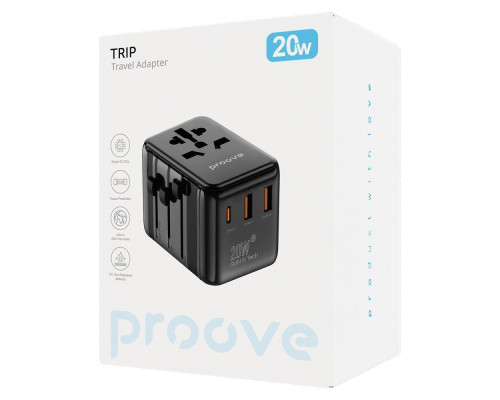 Універсальний адаптер Proove Trip 20W black 2003000150445 6901111408553