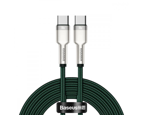 Кабель Baseus Cafule Metal Type-C to Type-C 100W (2m) green