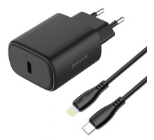 МЗП Proove Silicone Power 2 20W (Type-C) + Cable Type-C to Lightning (1m) black 2003000238563 6901118575036
