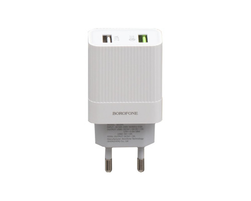 Мережевий Зарядний Пристрій Borofone BA39A QC3.0 Micro 2USB 18W Колір Білий 6931474723390