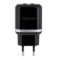 Мережевий Зарядний Пристрій Borofone BA25A Lightning 2USB 2.4A Колір Чорний 6931474704177