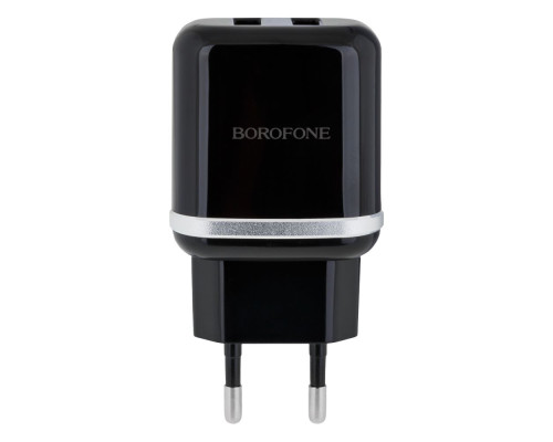 Мережевий Зарядний Пристрій Borofone BA25A Lightning 2USB 2.4A Колір Чорний 6931474704177