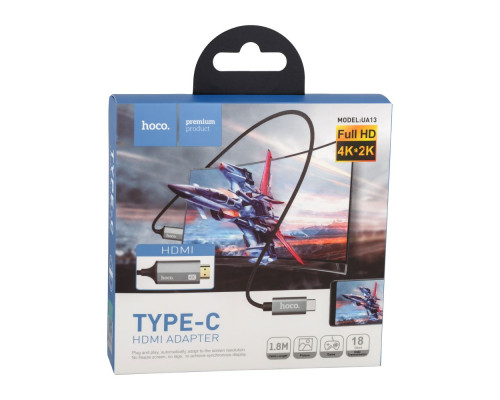 Перехідник Hoco UA13 Type-c HDMI 1,8m Колір Сiрий