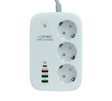 Мережевий Подовжувач LDNIO SEW3452 3 ports / PD / 3USB/ 1 QC 3.0 / 1 Type-C / WiFi Колір White 6933138700044