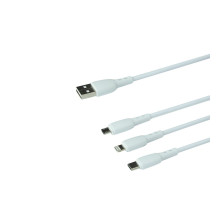 Кабель USB Borofone BX71 3-in-1 IP+Type-C+Micro Колір Бiлий 6974443384550