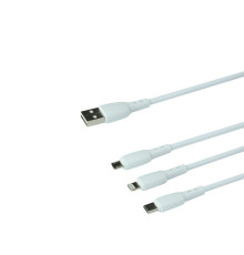 Кабель USB Borofone BX71 3-in-1 IP+Type-C+Micro Колір Бiлий 6974443384550