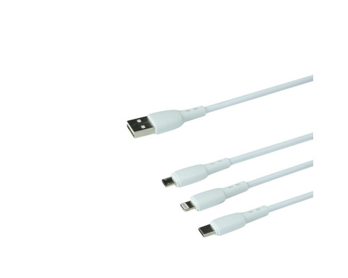 Кабель USB Borofone BX71 3-in-1 IP+Type-C+Micro Колір Бiлий