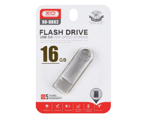 USB флеш-накопичувач XO DK02 USB3.0 16GB Колір Сталевий 6920680825844