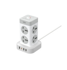 Мережевий Подовжувач XO WL21 Tower Shaped 8AC socket+3USB-A+1USB-C 2m Колір Бiлий 6920680846061