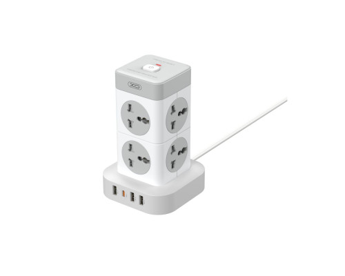 Мережевий Подовжувач XO WL21 Tower Shaped 8AC socket+3USB-A+1USB-C 2m Колір Бiлий 6920680846061