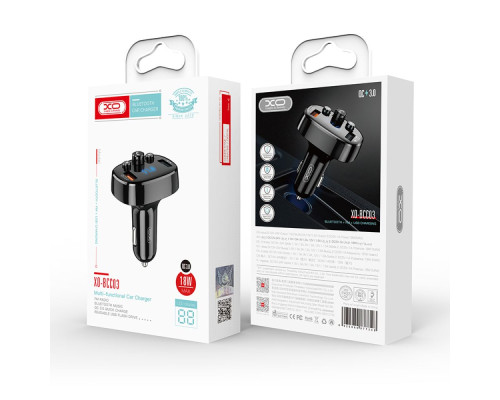 FM-трансмітер XO BCC03 car charger 18W QC 3.0 М'ята упаковка Колір Чорний 2020000355151