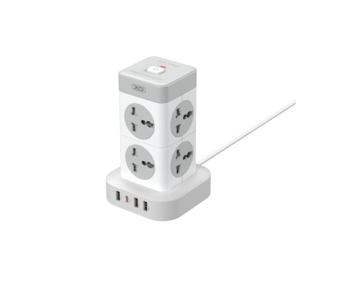 Мережевий Подовжувач XO WL21 Tower Shaped 8AC socket+3USB-A+1USB-C 2m М'ят.упак. Колір Бiлий