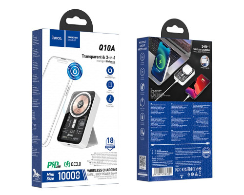 Універсальна Мобільна Батарея Power Bank Hoco Q10A PD20W Wireless Fast Charging 10000mAh Колір Білий 6931474785091 ma33683_3248052