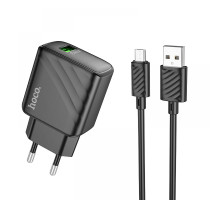 Мережевий Зарядний Пристрій Hoco CS21A 1USB QC 18W+USB to Micro Колір Чорний 6942007609890