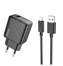 Мережевий Зарядний Пристрій Hoco CS21A 1USB QC 18W+USB to Micro Колір Чорний 6942007609890