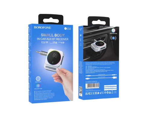 FM-трансмітер Borofone BC52 True way car AUX BT receiver Колір Срібний 6941991107474 ma35090_3344929