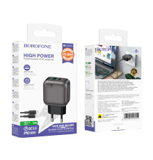 Мережевий Зарядний Пристрій Borofone BAS55A 1USB-C/1USB PD/QC 30W GAN+Type-C to Type-C Колір Чорний 6941991116254