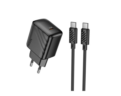 Мережевий Зарядний Пристрій Hoco CS24A 1USB-C PD/QC 25W+Type-C to Type-C Колір Чорний 6942007639774