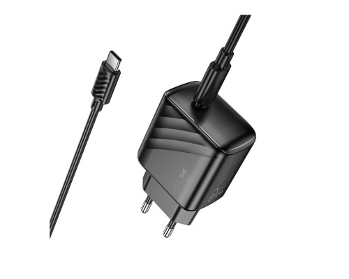 Мережевий Зарядний Пристрій Hoco CS24A 1USB-C PD/QC 25W+Type-C to Type-C Колір Чорний 6942007639774