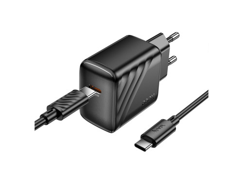 Мережевий Зарядний Пристрій Hoco CS24A 1USB-C PD/QC 25W+Type-C to Type-C Колір Чорний 6942007639774