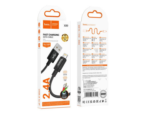 Кабель USB Hoco X89 Lightning 2.4A 2m Колір Чорний 6942007646451 ma36893_3609479