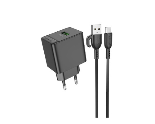 Мережевий Зарядний Пристрій Borofone BAS12A 1USB QC3.0 18W+USB to Type-C Колір Білий 6941991104787 ma35130_3345020