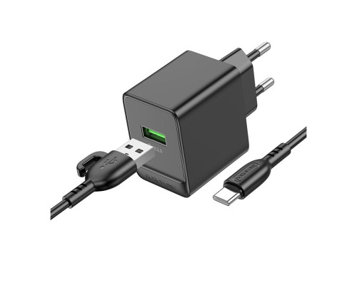 Мережевий Зарядний Пристрій Borofone BAS12A 1USB QC3.0 18W+USB to Type-C Колір Білий 6941991104787 ma35130_3345020