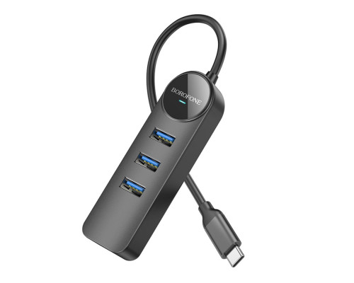 Хаб USB Borofone DH5 4-in-1 (Type-C to USB3.0*4)(L=0.2M) Колір Чорний 6941991104244 ma35194_3345269