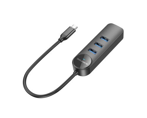 Хаб USB Borofone DH5 4-in-1 (Type-C to USB3.0*4)(L=0.2M) Колір Чорний 6941991104244 ma35194_3345269