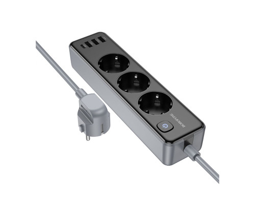 Мережевий Подовжувач Borofone BAC8 (1C3A)(EU)(L=3M) Колір Чорний 6941991116643