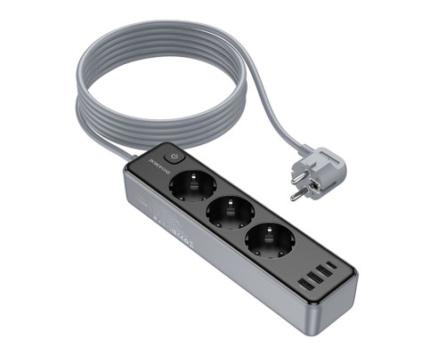 Мережевий Подовжувач Borofone BAC8 (1C3A)(EU)(L=3M) Колір Чорний 6941991116643