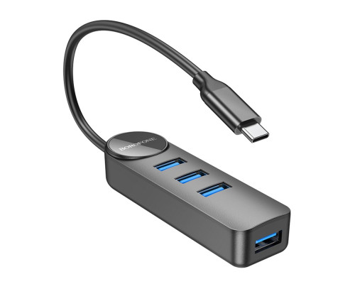 Хаб USB Borofone DH5 4-in-1 (Type-C to USB3.0*4)(L=0.2M) Колір Чорний 6941991104244 ma35194_3345269