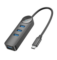 Хаб USB Borofone DH5 4-in-1 (Type-C to USB3.0*4)(L=0.2M) Колір Чорний 6941991104244 ma35194_3345269