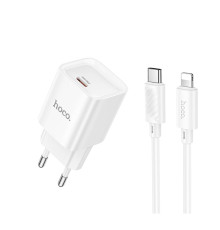 Мережевий Зарядний Пристрій Hoco C146A 1USB-C PD/QC 20W+Type-C to Lightning Колір Бiлий 6942007630252 ma35278_3345664