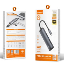 USB Hub LDNIO DS-56H Type-C To PD3.0*1(100W)+HDMI*1(4K@30hz)+USB2.0*1+SD+TF Колір Сiрий 6933138602270 ma37446_3611733