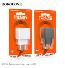 Мережевий Зарядний Пристрій Borofone BAS11A 1USB 2.1A Колір Білий 6941991104602 ma37482_3612138