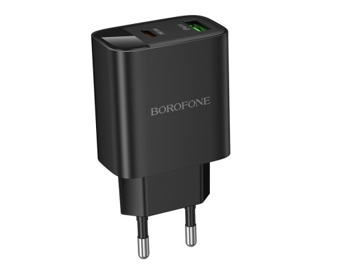 Мережевий Зарядний Пристрій Borofone BA96A 1USB-C/1USB PD/QC 20W Led Display Колір Чорний 6941991120459 ma37246_3611063