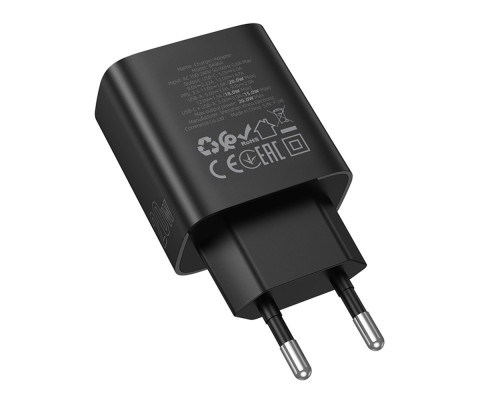 Мережевий Зарядний Пристрій Borofone BA96A 1USB-C/1USB PD/QC 20W Led Display Колір Чорний 6941991120459 ma37246_3611063