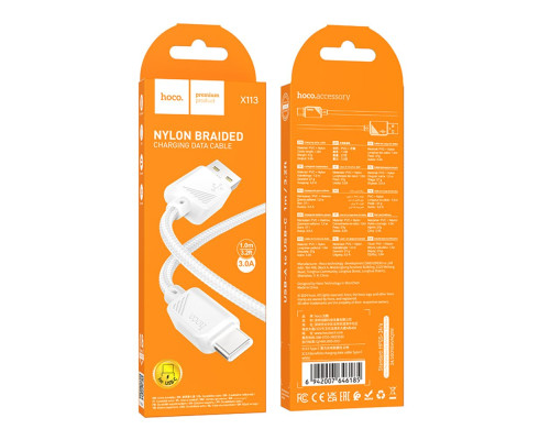 Кабель USB Hoco X113 Type-C 3A Колір Чорний 6942007646178 ma36777_3609180