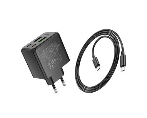 Мережевий Зарядний Пристрій Hoco CS19A 2USB-C/2USB PD/QC 65W+Type-C to Type-C Колір Чорний 6942007645645 ma36897_3609483
