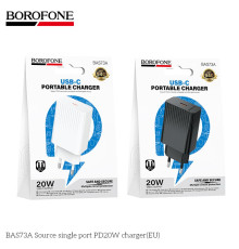 Мережевий Зарядний Пристрій Borofone BAS73A 1USB-C PD/QC 20W Колір Бiлий 6941991122705 ma38211_3667887