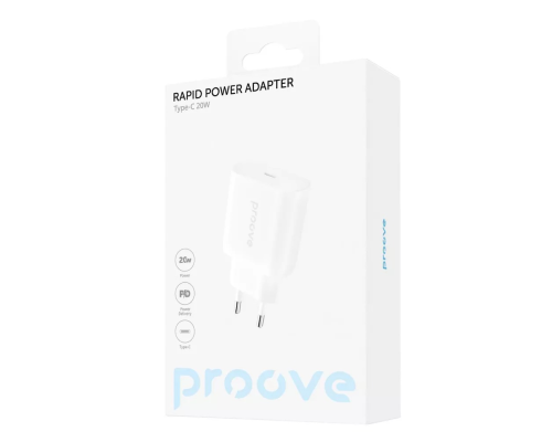 Зарядний пристрій Proove Rapid 20W 3A USB-C white PLS-00-00138611